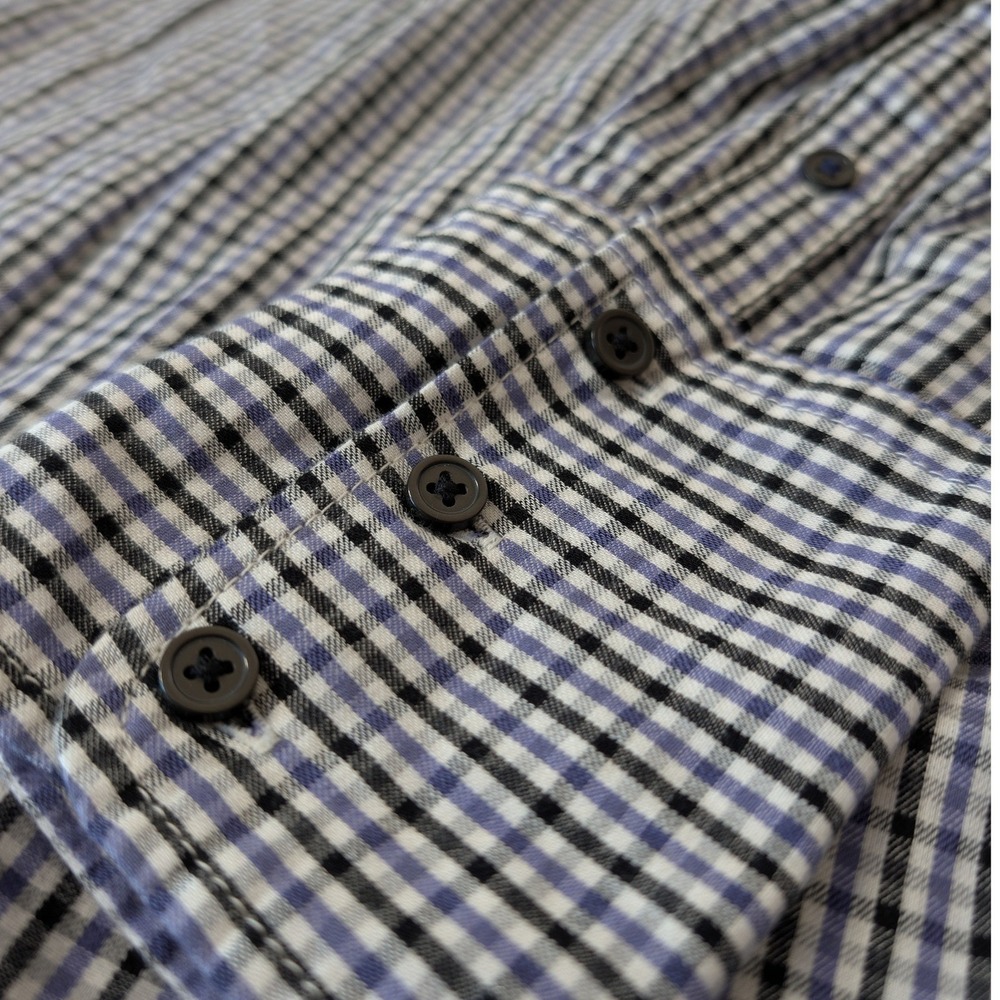 J.Crew Classic Fit Band Collar Gingham Shirt Blue Black BB226 Womens 4 NWT - Picture 5 of 5